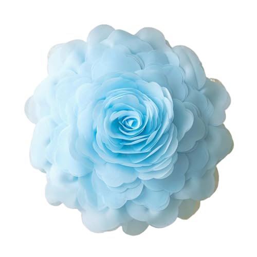 TENYELE Eleganter runder Kissenbezug mit Rosenblüte, handgefertigte Dekoration für Wohnzimmer, Sofa, Bett, Erkerfenster, Prinzessinnenkissen von TENYELE