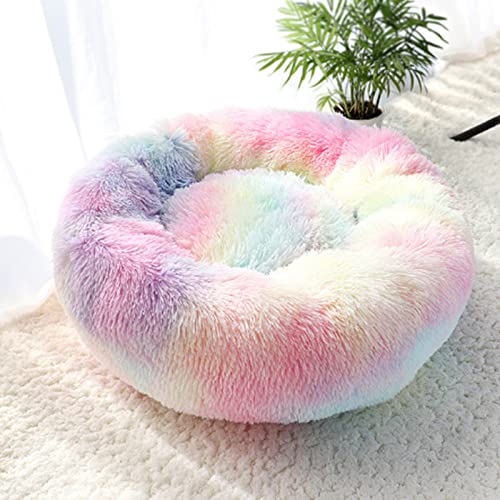 TENYELE Für Betten für Hauskatzen, 40 cm Durchmesser, weiches, rundes Hundebett, Plüsch-Haustierkissen, mehrfarbig, wärmende Betten für Hauskatzen TENYELE Für Betten für Hauskatzen, 40 cm Durchmesser, weiches, rundes Hundebett, Plüsch-Haustierkissen, mehrfarbig, wärmende Betten für Hauskatzen von TENYELE
