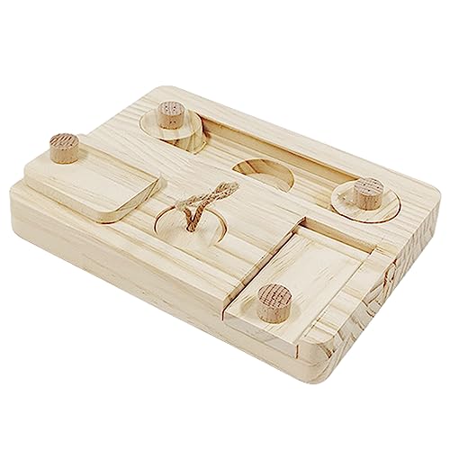 TENYELE Futtersuche Spielzeug Interaktion Futterspender Puzzle Spiel für kleine Haustiere Hamster Fütterung Training Board Holz Leckereien Futterstation Naturholz Haustier Chinchilla Unterhaltung von TENYELE