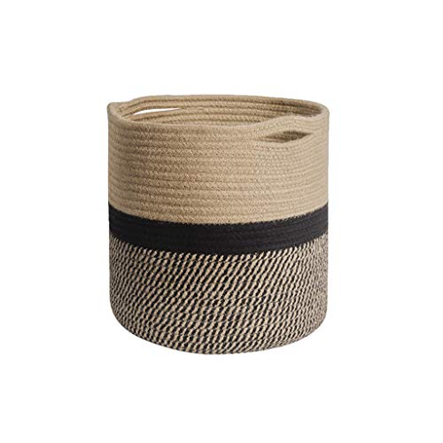 TENYELE Handgewebter Stroh Pflanzer Korb Innen Freien Freien Blumenköpfe Pflanzenbehälter Haus Wohnzimmer Dekoration Acryltöpfe Geometrische Schwarze cm Metall Eisen Topf Vase Hanging Balkon Garten von TENYELE