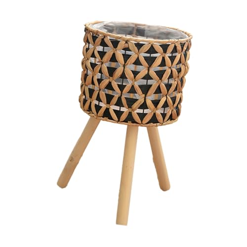 TENYELE Kürbisgraspflanze Blumentöpfe Halterhocker Mit 3 Holzstuhlbeinen Dekorative Innenpflanzer Aufbewahrungskorb Große Töpfe Display Rack TENYELE Kürbisgraspflanze Blumentöpfe Halterhocker Mit 3 Holzstuhlbeinen Dekorative Innenpflanzer Aufbewahrungskorb Große Töpfe Display Rack von TENYELE