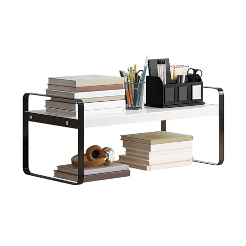 TENYELE Metal Desk Organizer Stapelbare Speicherstand Desktop Bücherregal Platz Speicherbuchhandel Desktop Regale Für Office Metal Bookshelf von TENYELE