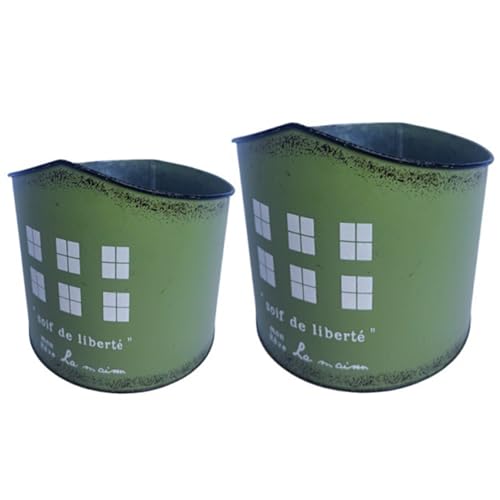 TENYELE Outdoor Metallblumentöpfe Set Von 2 Verrosteten Eisenbehältern Für Balkon Kultivierende Antiquitätendesign Mit Schutzschicht Antiker Metallgarten Pflanzer von TENYELE