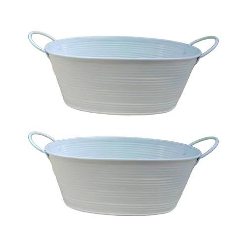 TENYELE Ovaler Metall Pflanzerbehälter Mit Griffen Eimer Für Sukkulenten Innen Freien Garten Hochzeitsfeier Dekoration Sukkulenten Container von TENYELE