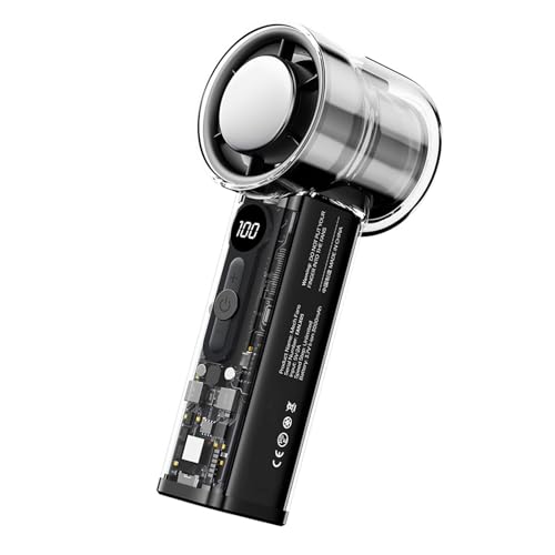TENYELE USB-wiederaufladbarer digitaler Display-Ventilator mit leistungsstarkem Motorkühler, tragbarer Handventilator für Reisen und Veranstaltungen im Freien von TENYELE