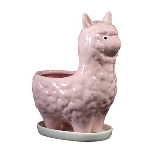 TENYELE Vasen Home Decor Blumentopf Nordic Niedliche Lama Keramik Vase Room Art Skulpturanordnung Weiße Keramik Plastiktöpfe von TENYELE