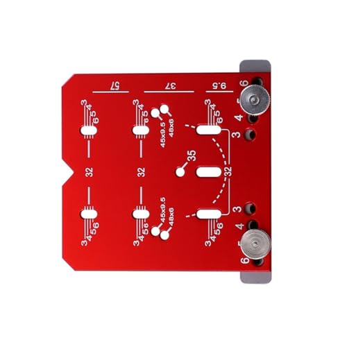 Tragbare Aluminium-Scharniervorrichtung, 35 mm, mit verstellbarer Führung und Markierungsskala für präzise Installation von Schranktüren, rotes Aluminiumscharnier, Positionierskala Tragbare Aluminium-Scharniervorrichtung, 35 mm, mit verstellbarer Führung und Markierungsskala für präzise Installation von Schranktüren, rotes Aluminiumscharnier, Positionierskala von TENYELE