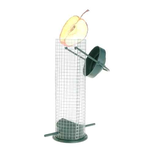 Vogelfutterspender für den Außenbereich, hängend, Futterwerkzeug, einfach zu befüllen, Metallgeflecht, Rohrspender, Obst-Futterspender für Fenster, mit starken Saugnäpfen von TENYELE