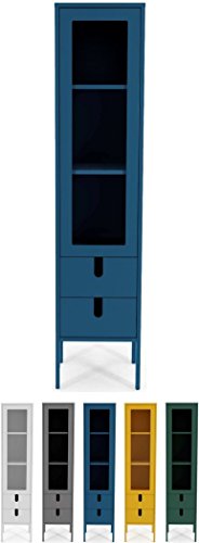 Tenzo 8566-023 UNO Designer Vitrine 1 Tür, 2 Schubladen, Petrol Blau lackiert, MDF + Spanplatten, matt Soft-Close Funktion, 178 x 40 x 40 cm (HxBxT) von TENZO