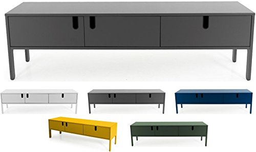 Tenzo 8571-014 UNO Designer Lowboard 2 Türen, 1 Schublade, Grau lackiert, MDF + Spanplatten, matt Soft-Close Funktion, 50 x 171 x 46 cm (HxBxT) von TENZO
