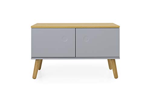 Tenzo DOT 2 türen Sitzbank, Engineered Wood, Grau und Eiche, H48 B79 T37 cm von TENZO