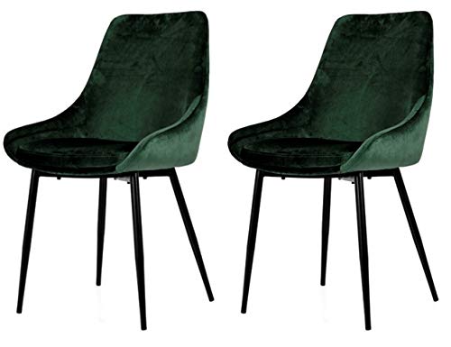Tenzo LEX 2er-Set Designer Stühle, Metall, samtstoff, Grün/Schwarz, 85 x 47,5 x 56 cm (HxBxT) von TENZO
