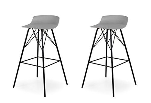Tenzo Solitaire Tori Designer Bar Chair, Plastik, grau/schwarz, 45 x 45 x 79 cm von TENZO