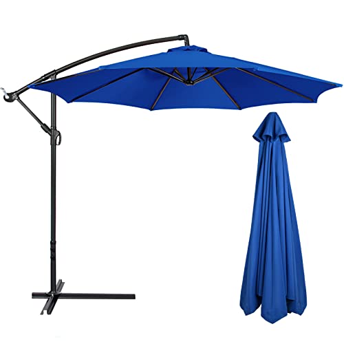 Terrassenschirm-Abdeckung, Wasserdichte Außenschirm-Abdeckung, Freitragende Regenschirm-Abdeckung, Regenschirm-Abdeckungen, Polyester-Faser-Regenschirme, Sonnenschirm-Abdeckung für 9,8(Blue/8Ribs) von TEOSTWF