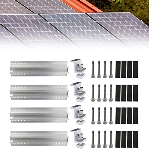 Befestigung Solarmodul für Solar Panel, Befestigungsschiene Solarmodul halterung flachdach, Universal Profil 400mm Trapezblech für Solar Photovoltaik PV Endklemmen 40mm von TEOV