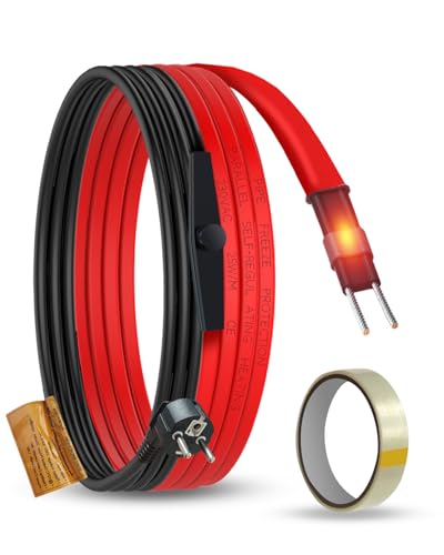 Frostschutz Heizkabel, Selbstregulierendes Heizkabel inkl. Thermostat und Schuko-Stecker, Rohrheizkabel für Rohrfrostschutz 25W/M 230V IP65, 2M von TEOV