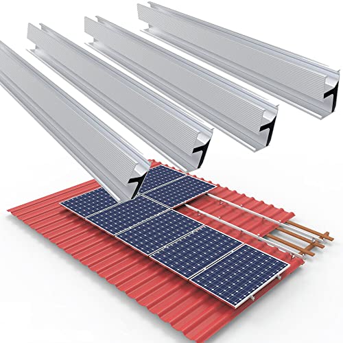 Photovoltaik Schiene 1150mm, 4PCS Aluprofil Solar Ziegeldach/Blechdach/Bitumendach/Metalldach Montage Set 1 Module Befestigung Montageschiene PV-Anlage,Systemprofil für Solarpanel von TEOV