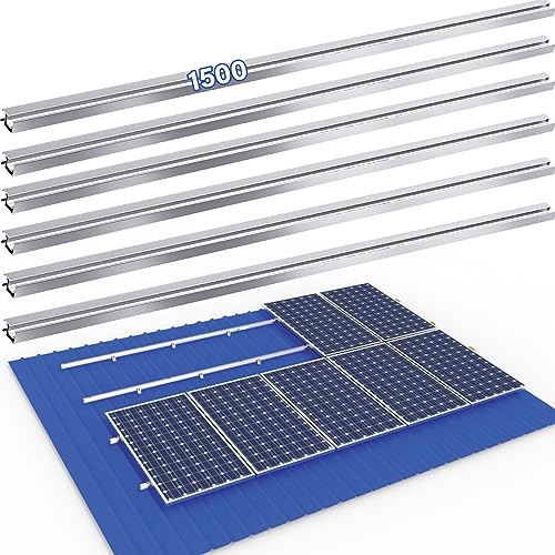 Photovoltaik montageschiene 1500mm, Aluprofil Schiene Solar Ziegeldach/Blechdach/Bitumendach/Metalldach Montage Set 1 Module Befestigung Montageschiene PV-Anlage, Systemprofil für Solarpanel 6 Stück von TEOV