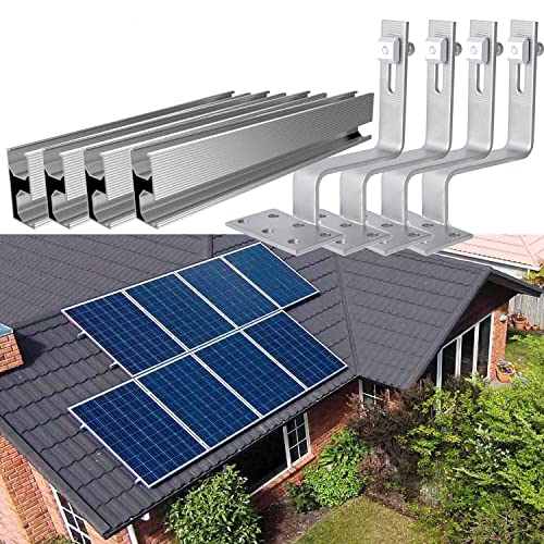 Solarmodul Halterung Ziegeldach Befestigungsschiene Montageschiene Dachträger 1 Module 30MM, Solarmodul ALU-Halterung Photovoltaik Solar Ziegeldach Montage Set Befestigung Schiene Dachhaken von TEOV