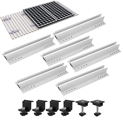 TEOV Befestigung Solarmodul Halterung, Solarpanel Befestigung Blechdach mit 30cm Photovoltaik Montageschiene, Dachhalterungen Solarmodule mit 30~35 mm Mittelklemme und Endklemme, für 2 Pv Modul TEOV Befestigung Solarmodul Halterung, Solarpanel Befestigung Blechdach mit 30cm Photovoltaik Montageschiene, Dachhalterungen Solarmodule mit 30~35 mm Mittelklemme und Endklemme, für 2 Pv Modul von TEOV