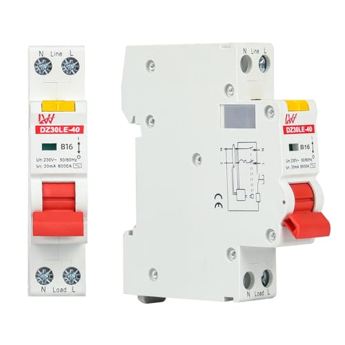 TEOV FI/LS-Schalter Leitungsschutzschalter RCBO 1P B16A 30mA DIN Rail Mounting Fehlerstromschutzschalter von TEOV