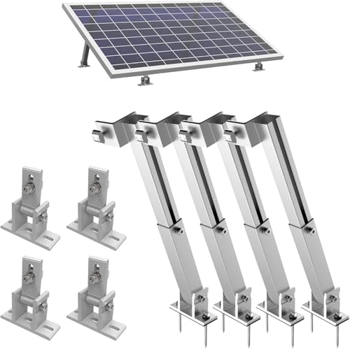 TEOV Solarmodul Halterung 0-60° Individuell Verstellbar Pv Modul, füR Balkonkraftwerk Flachdach Ziegeldach, Befestigung Solarmodule 2Paar, Silber von TEOV