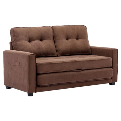 TEOYETTSF 150,9 cm Loveseat Sofa mit Ausziehbett Polstercouch mit Seitentasche für Wohnzimmer Büro Möbel (E) von TEOYETTSF