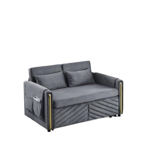 TEOYETTSF 3-in-1 umwandelbares Schlafsofa, 140 cm, ausziehbare Couch für Wohnzimmer, multifunktionales Samt-Loveseat-Futonbett von TEOYETTSF