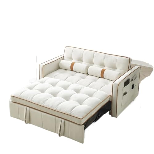 TEOYETTSF Ausziehbares Schlafsofa, 2-Sitzer, Sofa, Couch mit Seitentaschen, verstellbarer Rückenlehne und Lendenkissen (D) von TEOYETTSF