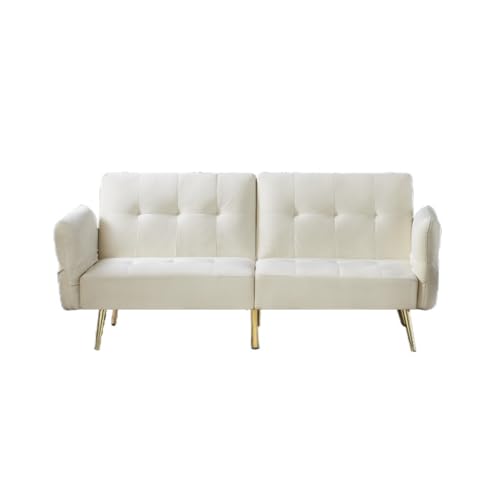 TEOYETTSF Futon-Sofabett aus Samt, umwandelbare Schlafcouch mit gefalteten Armlehnen und Aufbewahrungstaschen für kleinen Raum TEOYETTSF Futon-Sofabett aus Samt, umwandelbare Schlafcouch mit gefalteten Armlehnen und Aufbewahrungstaschen für kleinen Raum von TEOYETTSF