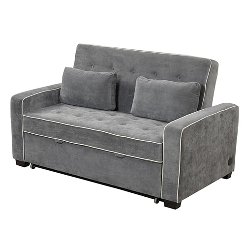 TEOYETTSF Gepolstertes Schlafbett, ausziehbares Schlafsofa, Couch, Ladeanschluss und verstellbare Rückenlehnen von TEOYETTSF