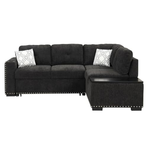 TEOYETTSF L-förmiges Sofa, bequeme Couch, wendbares ausziehbares Schlafsofa mit Stauraum, Steckdosen, 213 cm von TEOYETTSF