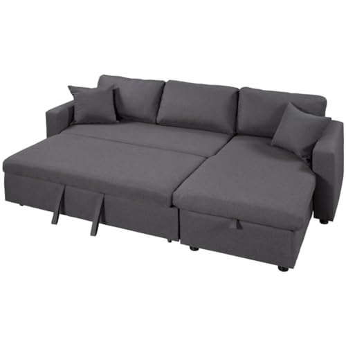 TEOYETTSF Schlafsofa grau mit Stauraum, 2 Wurfkissen von TEOYETTSF