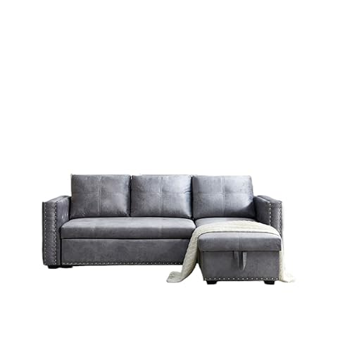 TEOYETTSF Sektionalsofa mit ausgezogenem Bett, 2-Sitzer-Sofa und wendbarem Chaise mit Stauraum, beide Hände mit Kupfernagel von TEOYETTSF