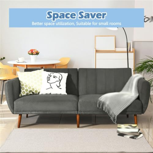 TEOYETTSF Umwandelbares Futon-Sofabett, verstellbar, Couchschläfer mit Holzbeinen von TEOYETTSF