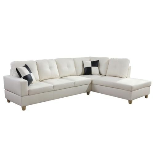 TEOYETTSF Umwandelbares Sektionalsofa, L-förmige Couch für kleines Wohnzimmer, Weiß (ohne Ottomane) von TEOYETTSF