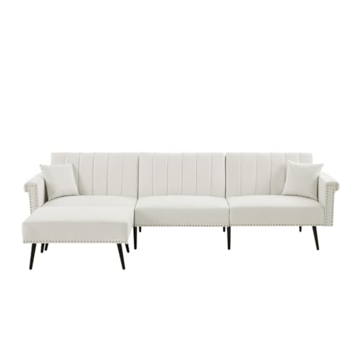 TEOYETTSF Weißes Samt-Schlafsofa, einfach zu montieren, für Wohnzimmermöbel im Innenbereich von TEOYETTSF