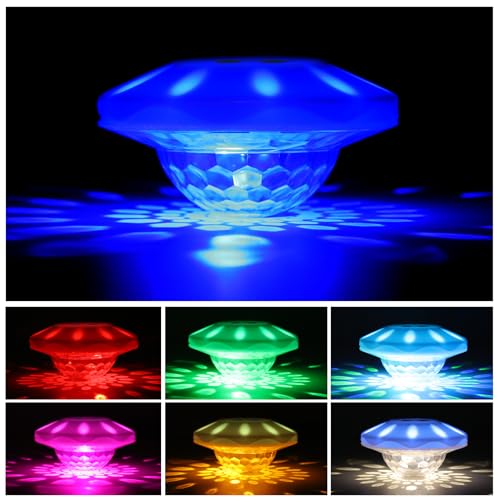 2024 Neueste Wiederaufladbare LED Poolbeleuchtung Schwimmend - 7 Modi Disco-Badewannenlicht IP68 Wasserdichtes LED Pool Beleuchtung für Schwimmbädern Garten Aquarien Außen Whirlpools Partys（1PCS） von TEPENAR