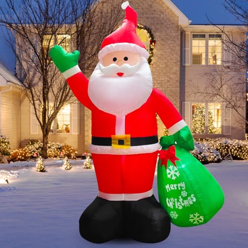 245cm Aufblasbar Weihnachtsmann mit LED Lichtern | 8 FT Aufblasbar Weihnachtsdeko IP44 Wasserdichter Christmas Santa Riesen Figur mit Geschenken Innen Außen Beleuchtung Deko für Garten Rasen Hof von TEPENAR