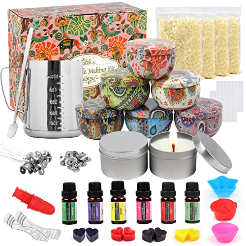 DIY Kerzenherstellung Kit I Kerzen selber Machen Set mit Sojawachs, Dose, Dochte, Dochthalter, Farbstoffe, Bienenwachs, Kerzenglas, Rührlöffel，Schmelztopf als Frauen Geschenk, Kindertag Geschenk von TEPENAR
