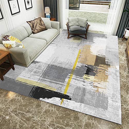 Super Weiche Moderne Teppich-Grau gelb schwarz Tinte Muster langlebig leicht zu lagern Wohnzimmer Sofa couchtisch carpet-120 * 160 cm von TEPPICH-CY-ZK