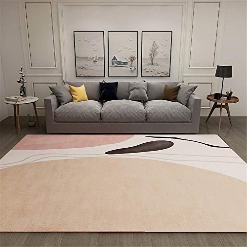 Teppich Hygroskopisch Luxuriös Schlafzimmerflur Teppiche Rosa weißer gelber moderner minimalistischer Graffiti-Design-Wohnzimmerteppich Kreativ Teppich 140 * 200cm von TEPPICH-CY-ZK
