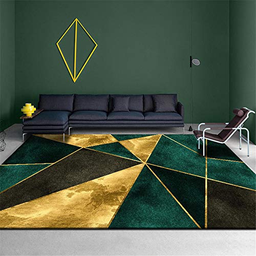 Teppich Multi-Size Teppiche Moderner dekorativer Teppich des grünen gelben grauen geometrischen Dreiecksmusters Lichtecht Überschaubar Schlafzimmerflur Teppiche160*200cm von TEPPICH-CY-ZK