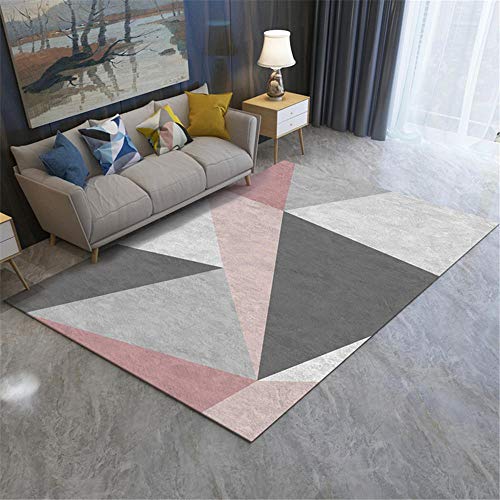 Teppiche Gute Qualität Multi-Size Teppiche Rosa Grauer cremefarbener Rutschfester Wohnzimmerteppich mit geometrischem Muster lichtecht Wohnzimmer Teppich 120 * 160cm von TEPPICH-CY-ZK