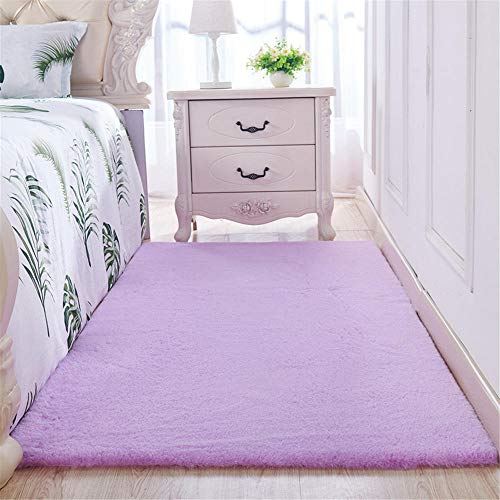 Weicher Flauschiger Teppich,Seidiger Plüschteppich - Kaninchenfellimitat Schlafzimmer Wohnzimmer Rutschfester Teppich - Mikrofaser - waschbar-lila_80 * 120cm von TEPPICH-CY-ZK