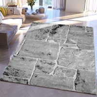 Teppich Home - Designer Teppich Modern Steinmauer Marmor Optik in Grau oder Beige,Grau, 200x290 cm von TEPPICH HOME