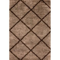 Teppich Home - Hochflor Teppich Wohnzimmer Shaggy weich modern Rauten Muster Grau Anthrazit Creme Schwarz Rot Lila Beige,140x200 cm, Nougat von TEPPICH HOME