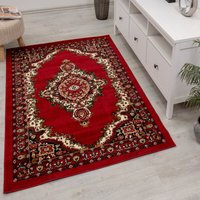 Teppich Home - Orient Teppich rot beige grau schwarz klassisch dicht gewebt mit Ornament und Blumenmotiven,160x230 cm, R8757 von TEPPICH HOME