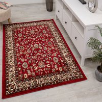 Teppich Home - Orient Teppich rot beige grau schwarz klassisch dicht gewebt mit Ornament und Blumenmotiven,60x110 cm, R2430 von TEPPICH HOME