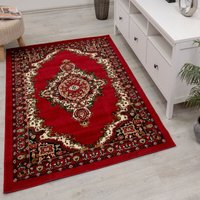 Teppich Home - Orient Teppich rot beige grau schwarz klassisch dicht gewebt mit Ornament und Blumenmotiven,60x110 cm, R8757 von TEPPICH HOME